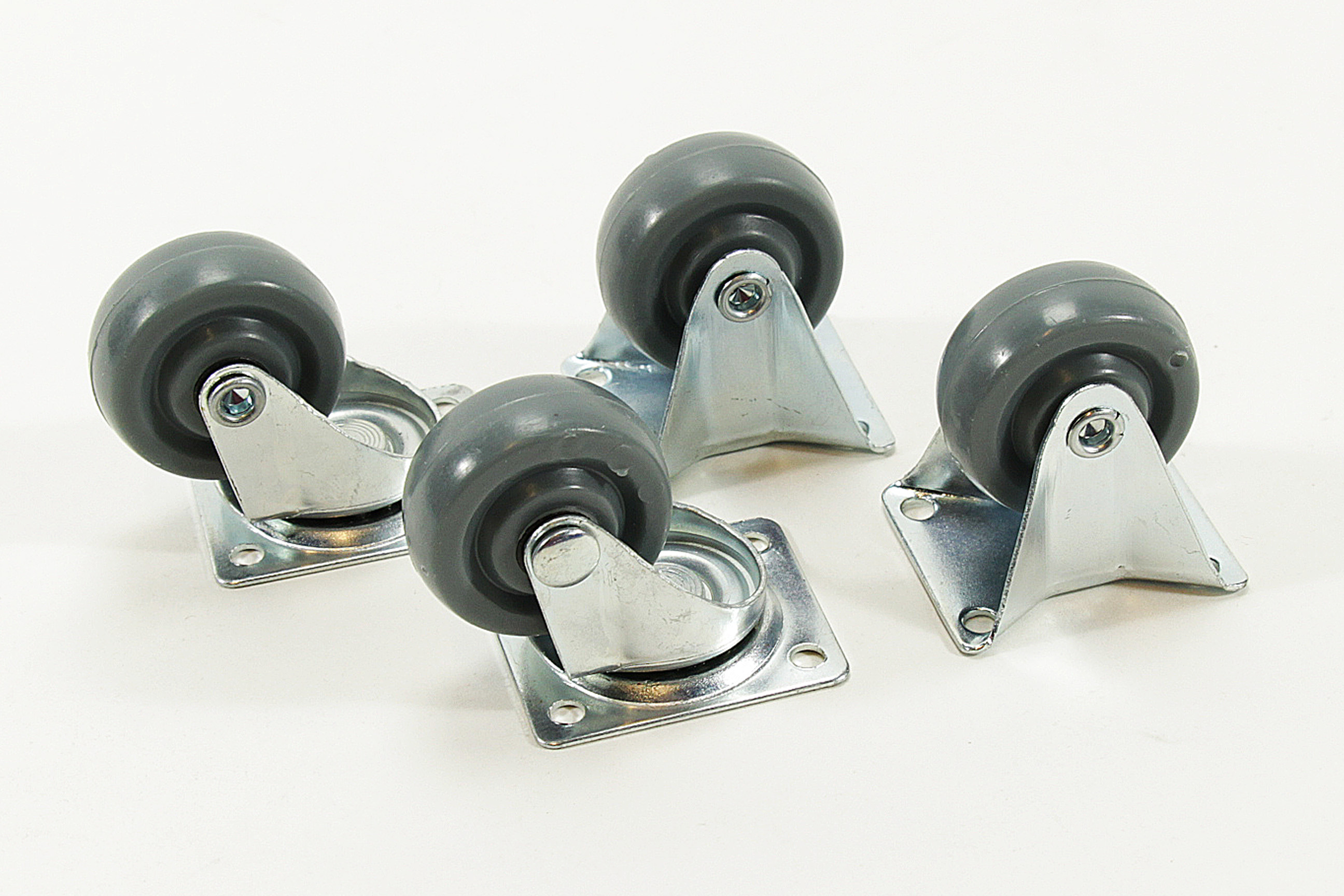 WOW 4 x Lenkrollen-Set 35 mm Möbelrollen Kinzo feststehende Bockrollen